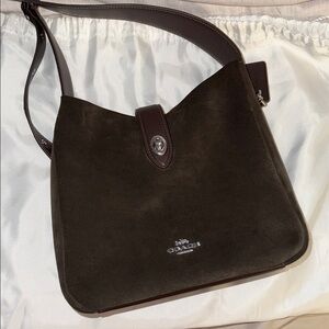 Coach Dark Brown Suede Shoulder Bag